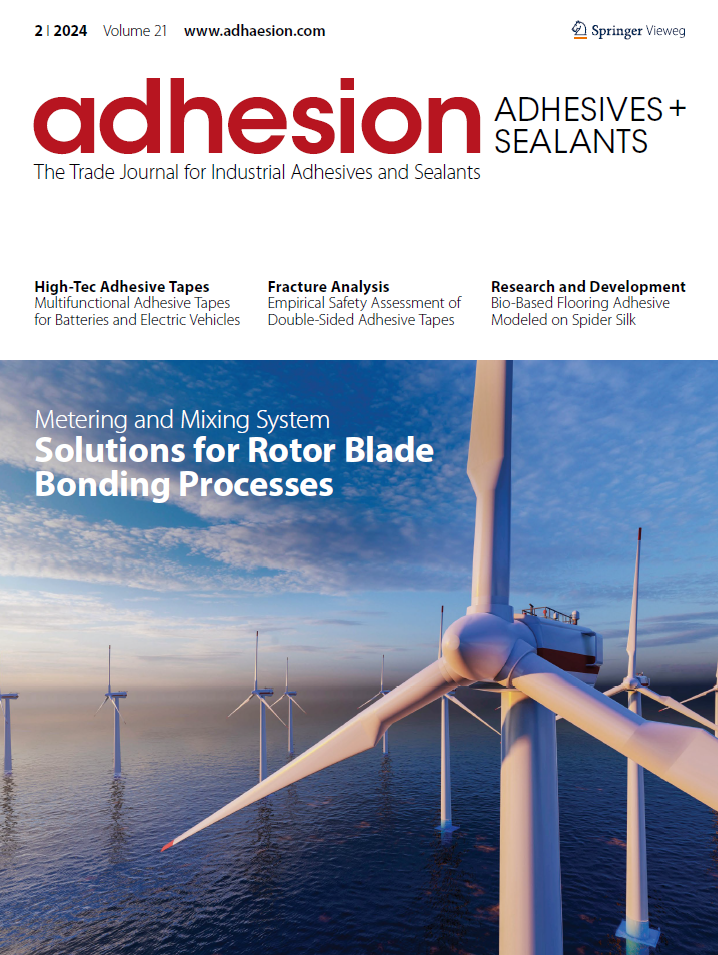 The cover image of Adhäsion Magazine - Solutions for Rotor Blade Bonding Processes