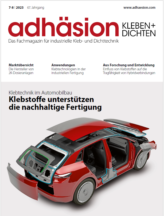 The cover image of Adhäsion Magazine - Adhesives support sustainable manufacturing
