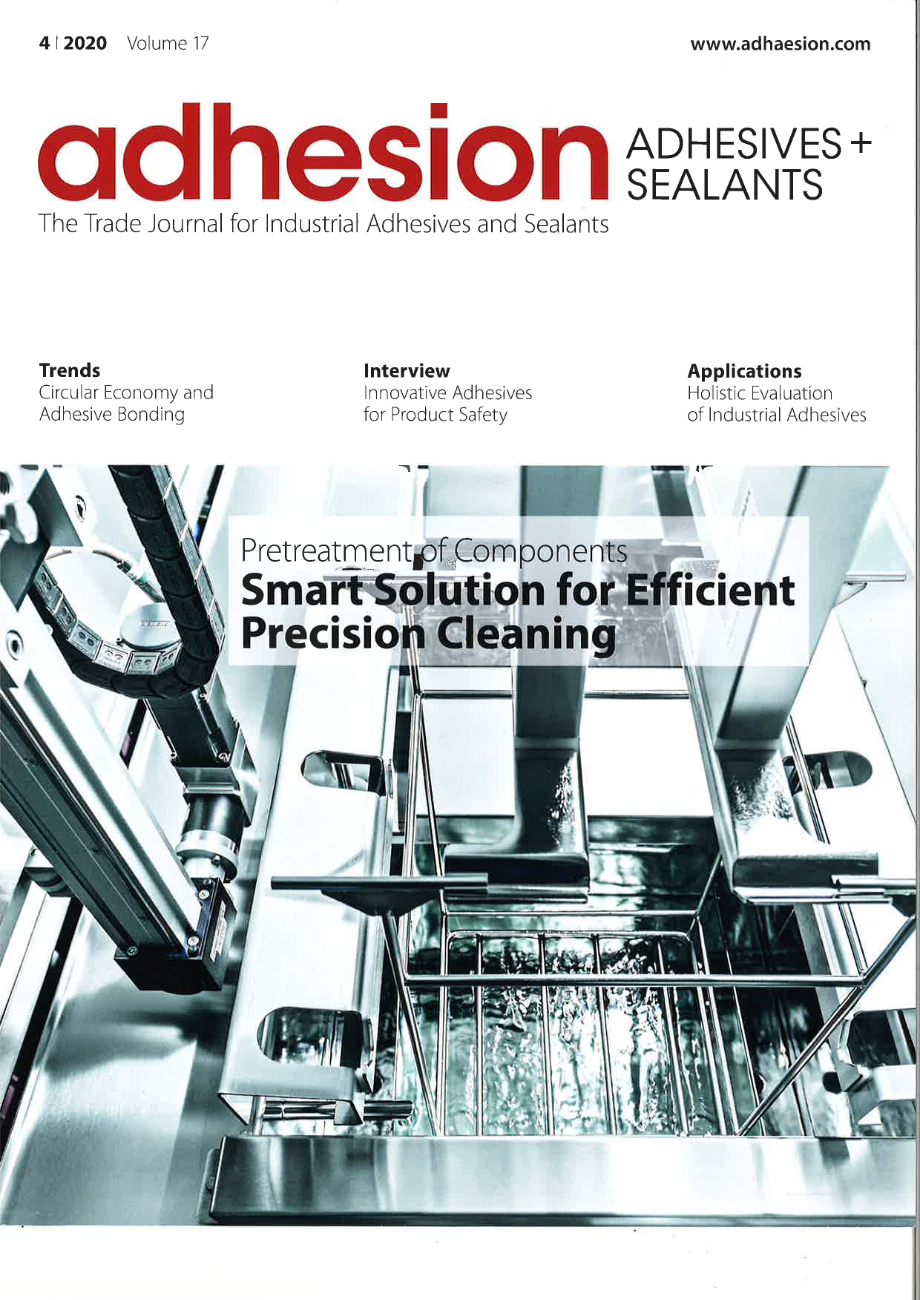 The cover image of Adhäsion Magazine - Smart Solutions for Efficient Precision Cleaning
