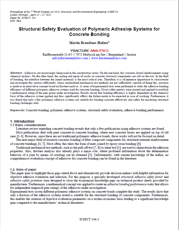 Publication preview - Structural Safety Evaluation of Polymeric Adhesive Systems for Concrete Bonding