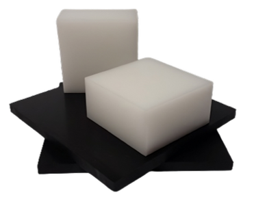 Plastic Two white and two black plastic cubes